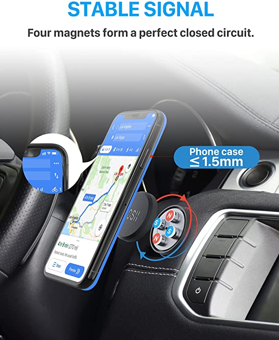 YOSH Mini Magnetic Phone Car Mount, Hands Free Magnet Dashboard Phone Holder, Wall Phone Holder for Car, Easy-to-use Phone Cradle for iPhone 16 15 14 13 12 Pro Max Samsung Huawei etc. 2-Pack