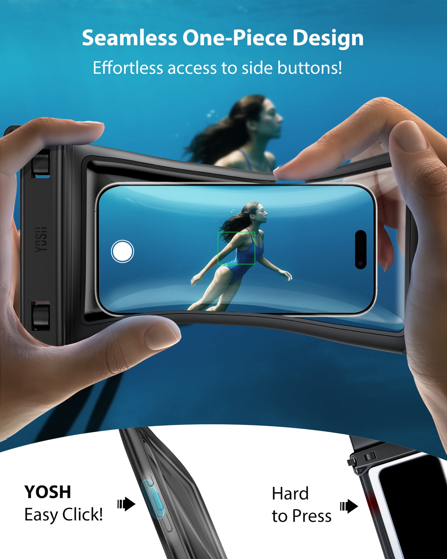 YOSH Waterproof Phone Pouch [2026 3D Double Space][1 Pack], IPX8 Crossbody Waterproof Phone Case for Swimming Travel Holiday, Underwater Case for iPhone 17 16 Pro Max Samsung S26 S25 Ultra Up to 7.5"