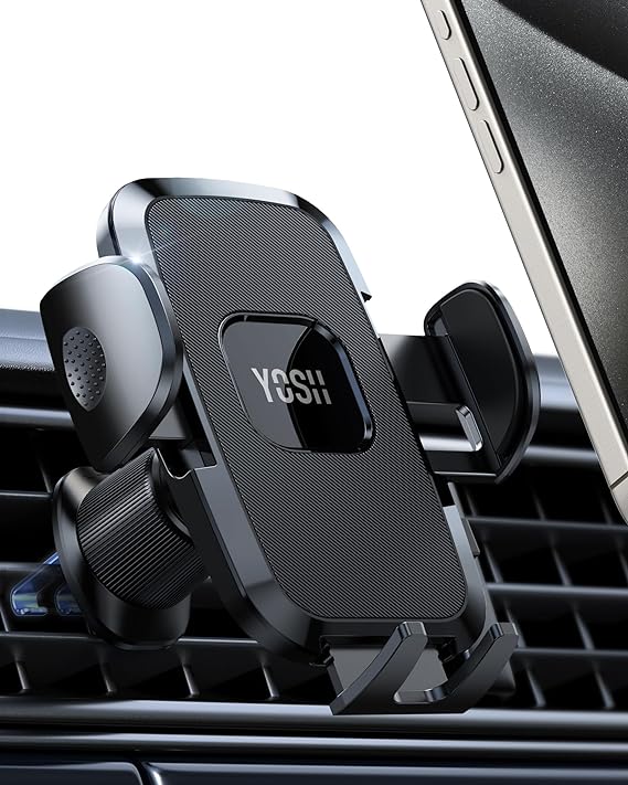 YOSH Car Phone Holder with Double Lock Metal Hook, 2024 Air Vent Mobile Phone Car Mount, Phone Holder for Cars, Super Stable Big Phone Friendly for iPhone 16 15 14 13 12 Pro Max Samsung S24 S23 Pixel