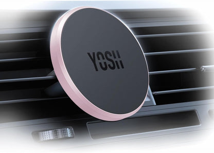 YOSH MagSafe Car Mount Air Vent, 1S Install & Full-Rubber Protection Magnetic Phone Holder, N52 Magnet Mobile Car Phone Holder for iPhone 12-17 Series & MagSafe Cases, No Extra Metal Plates Required