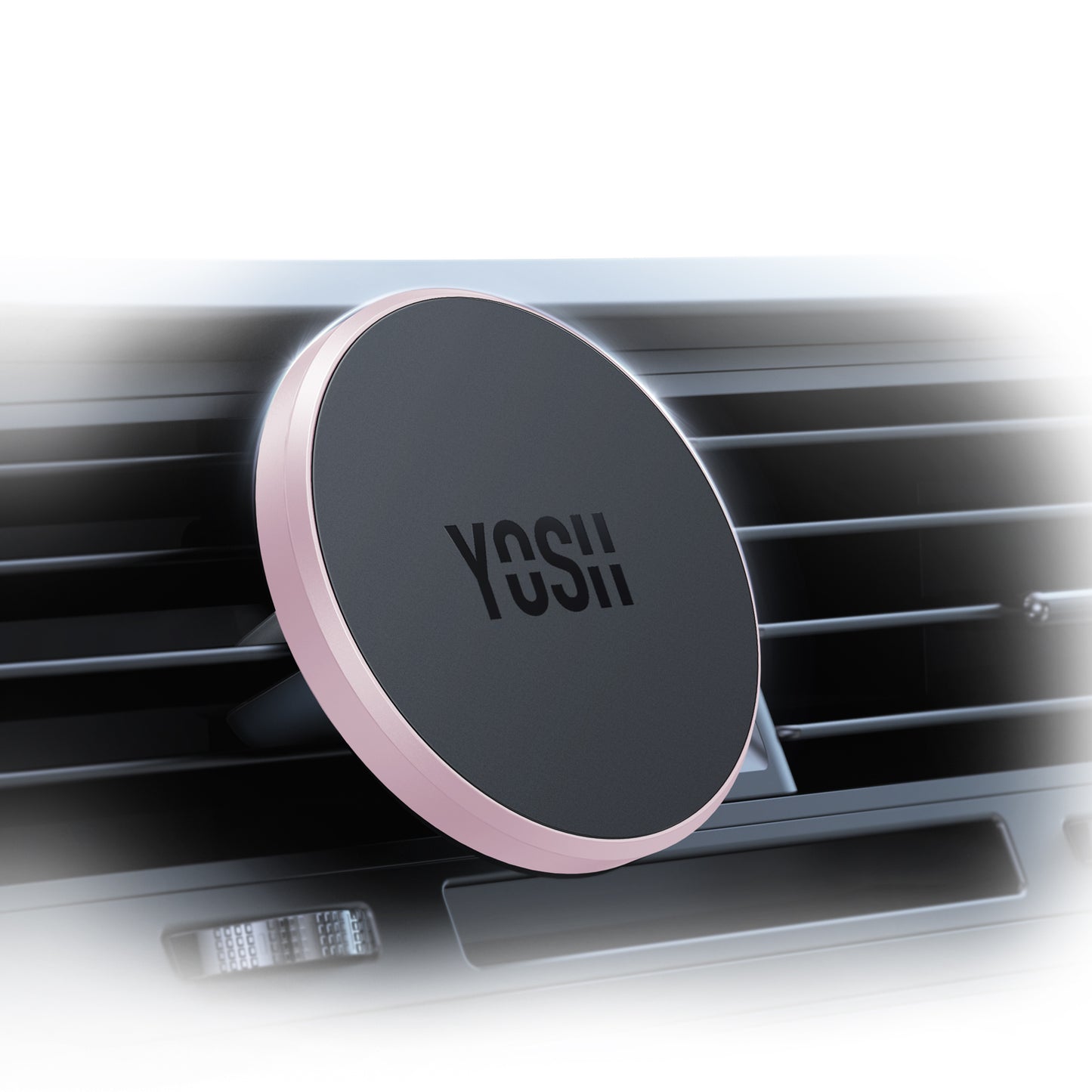 YOSH MagSafe Car Mount, Magnetic Phone Holder Air Vent, Car Phone Holder Cradle for iPhone 17/16/15/14/13/12, No Metal Plate Needed, Black-pink（副本）