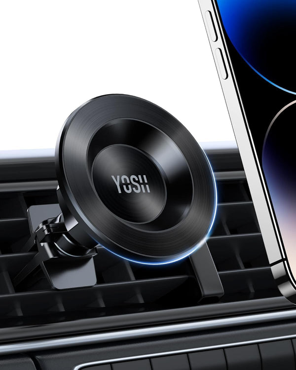 YOSH Mag-Safe Car Mount Air Vent, 2024 iPhone Car Holder Mount Newest Magnetic Phone Car Mount with 20xN55 Magnets with Super Stable Double Lock Clips for iPhone 15/14/13/12 Series & Mag-Safe Case