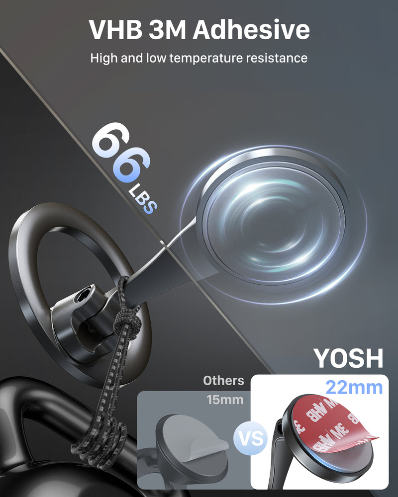YOSH MagSafe Car Mount, Magnetic Phone Car Mount Dashboard, Alloy Folding & 360° Flexible Rotatable Design, iPhone Car Holder for Car Dash BMW Ford for iPhone 15/14/13/12 Series & Mag-Safe Cases
