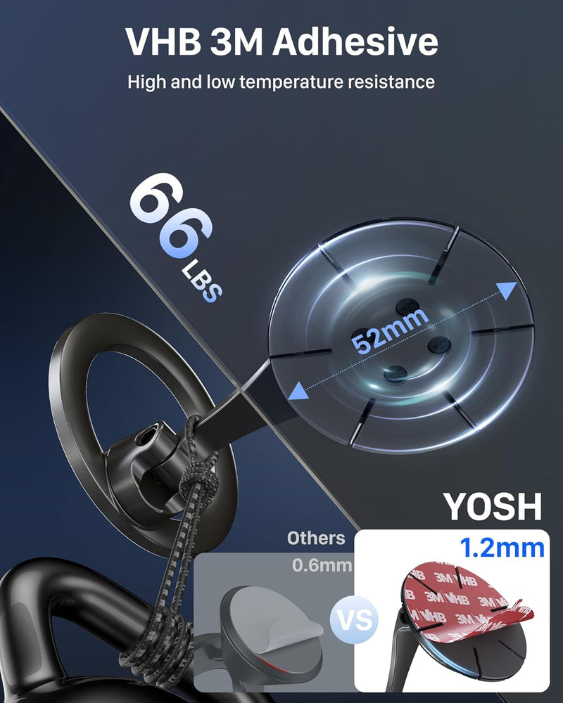 YOSH MagSafe Car Mount, Phone Holder for Cars Magnetic Phone Car Mount Dashboard, Alloy Folding & Rotatable Design, Strong Magnets for Car Dash for iPhone 16 Samsung Pixel & All Phones