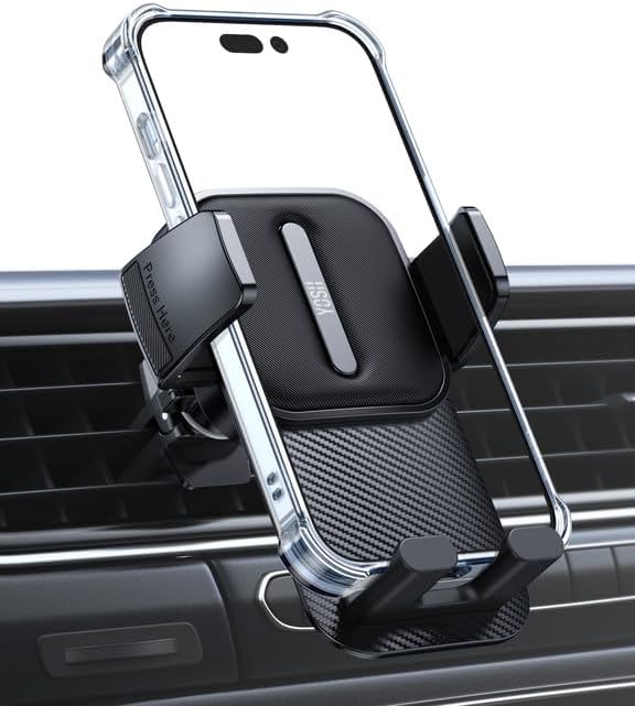 YOSH Car Phone Holder Air Vent, 2024 Ultra-Thin Car Phone Mount with Double-Lock Clips, Durable Mobile Phone Mount for Big Phone Friendly for iPhone 16 15 14 13 12 Pro Max Samsung S24 S23 Ultra Huawei