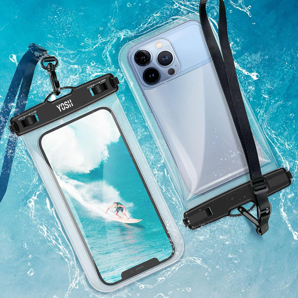 YOSH IPX8 Floatable Waterproof Phone Case, Floating Waterproof Phone Pouch Dry Bag for Swimming with Adjustable Lanyard for iPhone 15 14 Plus 13 12 11 Pro Max Samsung S23 S22 S21 A14 up to 7.5" 2-Pack