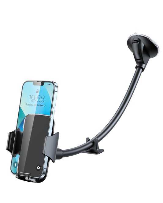 YOSH Windscreen Car Phone Holder, Adjustable Windshield Phone Mount with Long Arm Gooseneck & Strong Suction Cup, Car Cradle for Mini Van for iPhone 16 15 14 13 12 Samsung