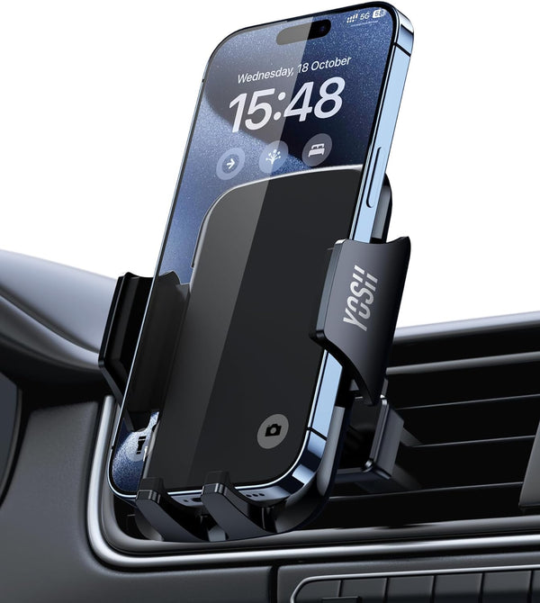 YOSH Car Phone Holder Air Vent, 2024 Upgrade 360° Rotation Car Phone Mount with Adjustable Ultra-Stable Clamp iPhone Car Holder for iPhone 15 14 13 12 11 Pro max X Samsung S23 S22 Huawei etc