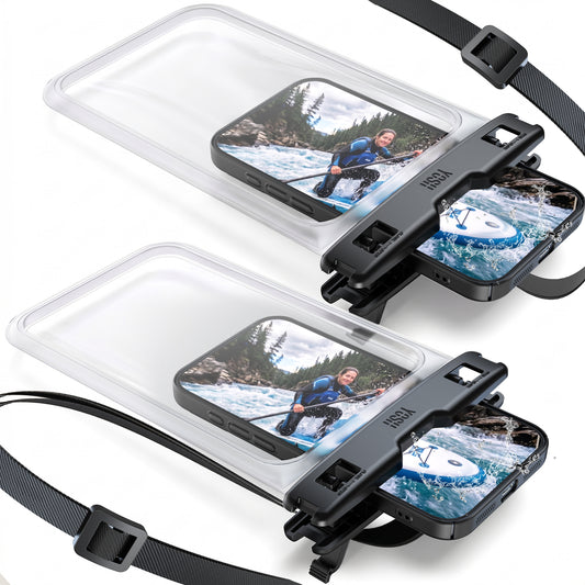 YOSH Waterproof Phone Pouch for Big Phones up to 8.5 inch, 2-Pack IPX8 Waterproof Phone Case for Boating Paddleboarding SUP, Waterproof Bag for iPhone 17 16 15 14 Pro Max Samsung S24 FE S23 S22 Ultra