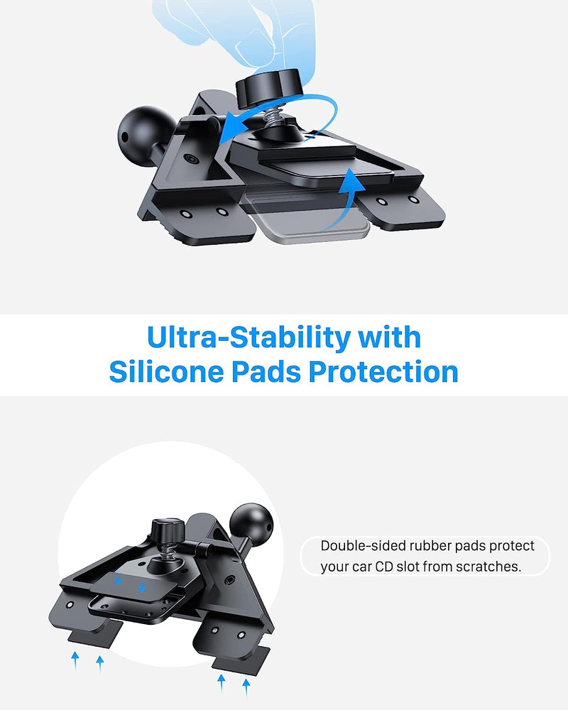 YOSH CD Car Phone Holder for Car, Auto-Lock CD Slot Phone Holder, 360°Rotation Car Phone Mount with Shock-absorbing Silicone One-Step Operation for iPhone 13 12 Pro Max Samsung S23 S22 Huawei Xiaomi