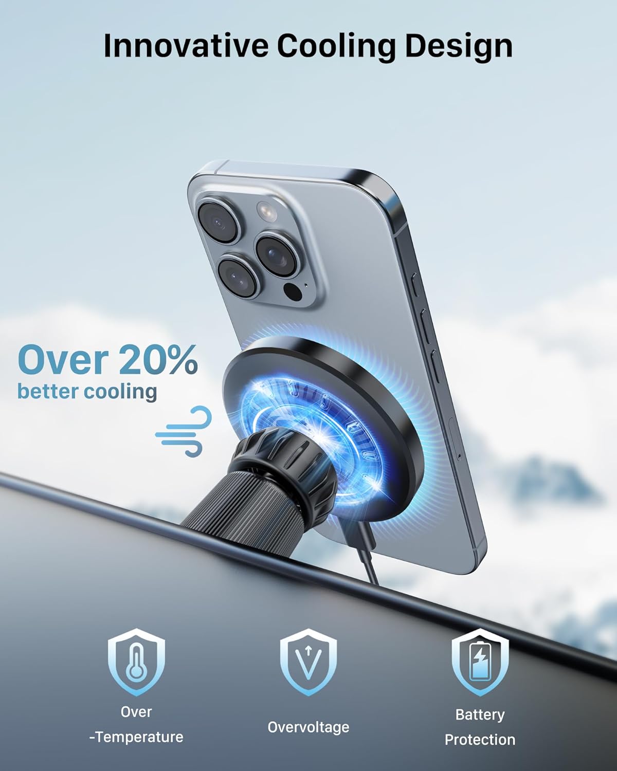 YOSH Mag-Safe-Autoladegerät-Halterung, 15 W schnellstes Laden und 16 x N52-Magnete. Neues magnetisches kabelloses iPhone-Autoladegerät mit Entlüftung, perfekt für die iPhone-Serien 15/14/13/12 und MagSafe-Hülle mit Doppelverriegelungsclips 