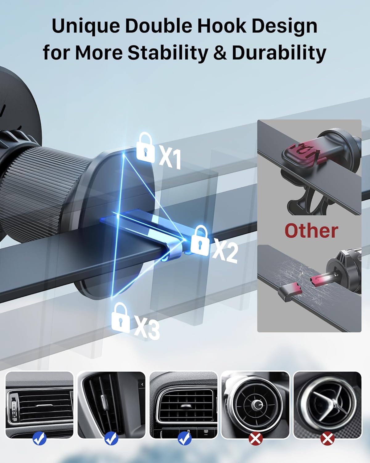 YOSH Mag-Safe-Autoladegerät-Halterung, 15 W schnellstes Laden und 16 x N52-Magnete. Neues magnetisches kabelloses iPhone-Autoladegerät mit Entlüftung, perfekt für die iPhone-Serien 15/14/13/12 und MagSafe-Hülle mit Doppelverriegelungsclips 