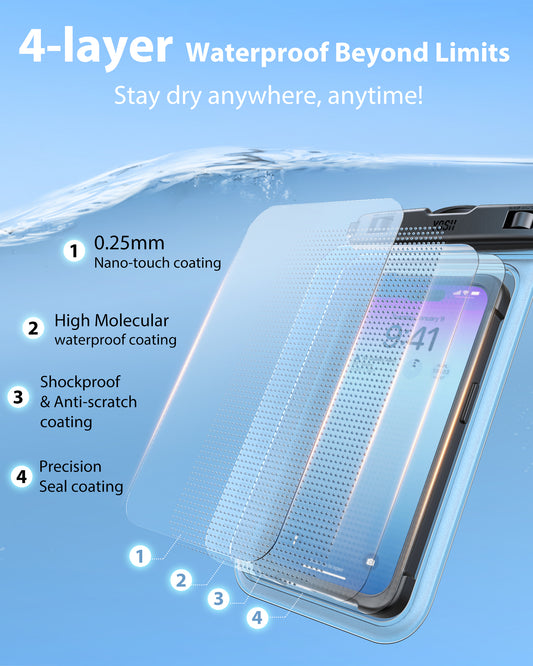 YOSH Waterproof Phone Pouch for Big Phones up to 8.5 inch, 2-Pack IPX8 Waterproof Phone Case for Boating Paddleboarding SUP, Waterproof Bag for iPhone 17 16 15 14 Pro Max Samsung S24 FE S23 S22 Ultra