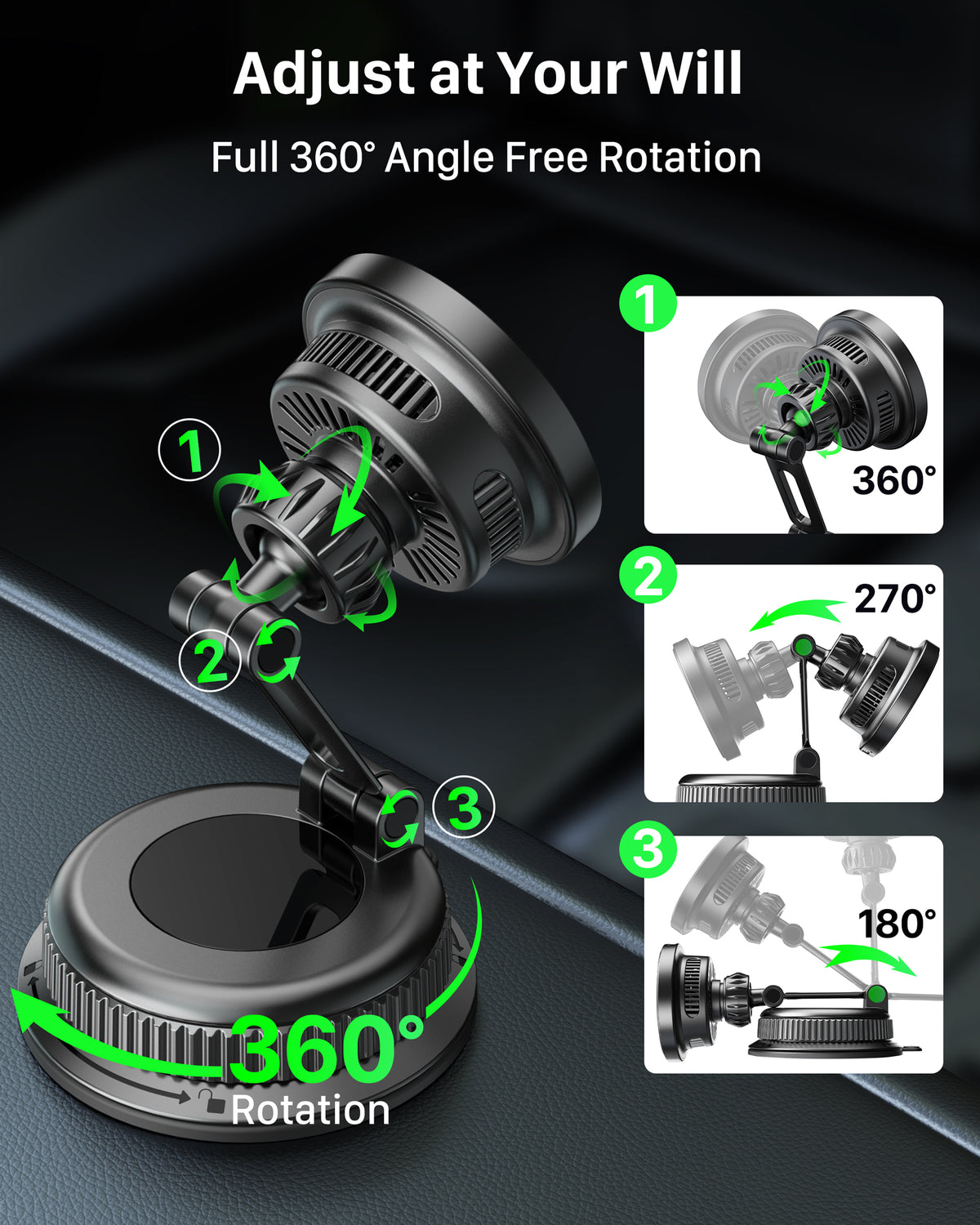YOSH 25W for Magsafe Car Mount Charger, Car Phone Holder with 45W Adapter | Wireless Car Charger with Cooling Fan, Fast Charging for iPhone 17 Pro Max, for iPhone 17-12, Samsung S26, Pixel