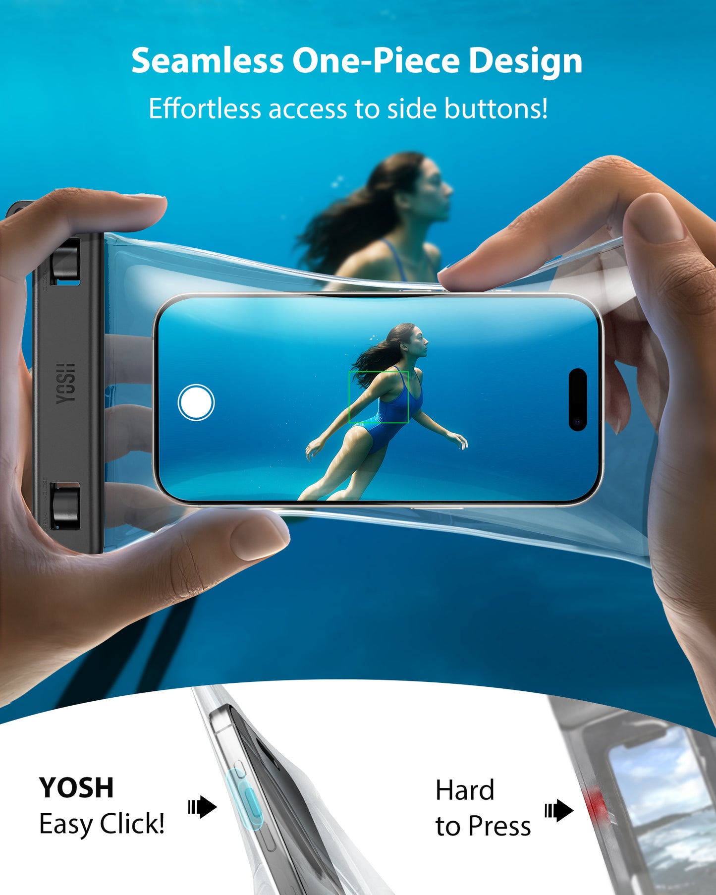 YOSH Waterproof Phone Pouch 2 Pack, Innovative Floating Technology & IPX8 Waterproof Phone Case for Swimming Travel Beach, 7.5 inch Underwater Case for iPhone 17 Pro Max Samsung Xiaomi- Water Clear