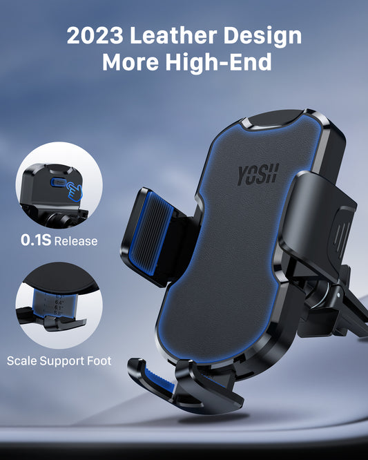 YOSH Air Vent Car Phone Holder, Big Phone Friendly Holder for Cars for BMW Ford, iPhone Car Mount Super Stable-Leather Design for iPhone 16 15 14 13 12 11 Pro Max Samsung S24 S23 Pixel