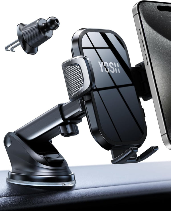 YOSH Car Phone Holder, 2024 Air Vent & Dashboard Phone Holder for Cars, iPhone Car Holder, Super Stable Big Phone Friendly for iPhone 15 14 13 12 11 Pro Max Samsung S23 S22 S21 Pixel etc