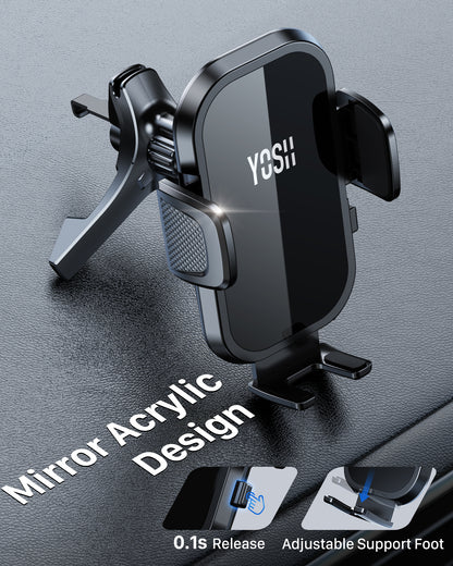 YOSH Mini Cooper Phone Holder for Round Air Vent, Fits Mini Cooper 2013‑2024, Audi A1/A3, Stable Triangle Support Mercedes Phone Holder, Big Phone Friendly for iPhone Samsung All 4.0"- 7.0" Phones