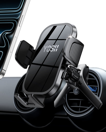 YOSH Mini Cooper Phone Holder for Round Air Vent, Fits Mini Cooper 2013‑2024, Audi A1/A3, Stable Triangle Support Mercedes Phone Holder, Big Phone Friendly for iPhone Samsung All 4.0"- 7.0" Phones