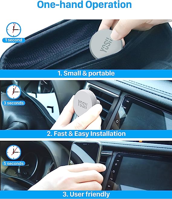 YOSH Car Phone Mount Holder Magnetic Air Vent in car Mobile Phone Cradle Magnet for iPhone 11 Pro Max XR XS Max X 8 7 6s Plus Samsung S20 S10+ A70 S10 Huawei P30 P20 Pro Xperia Xiaomi Oneplus etc.