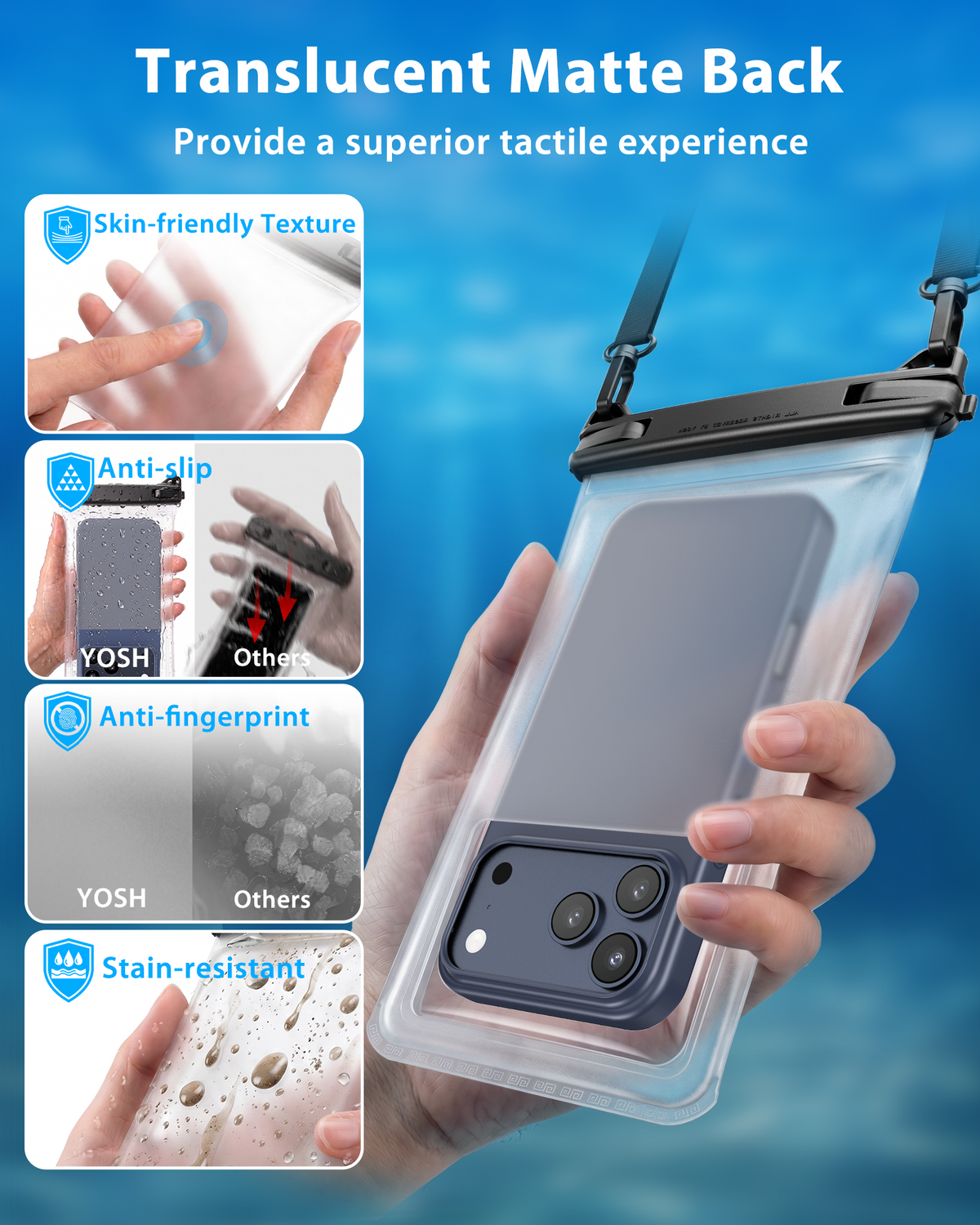 YOSH Crossbody Waterproof Phone Pouch, 2 Pack Waterproof Phone Case, 7.5" | Seamless One-Piece Body, IPX8 Underwater Phone Cases for iPhone 17 16 15 14 Pro Max Samsung S26 S25 S24 S23 Ultra Xiaomi 17