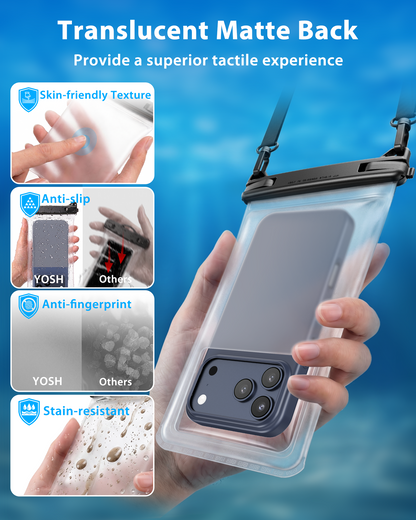 YOSH Crossbody Waterproof Phone Pouch, 2 Pack Waterproof Phone Case, 7.5" | Seamless One-Piece Body, IPX8 Underwater Phone Cases for iPhone 17 16 15 14 Pro Max Samsung S26 S25 S24 S23 Ultra Xiaomi 17