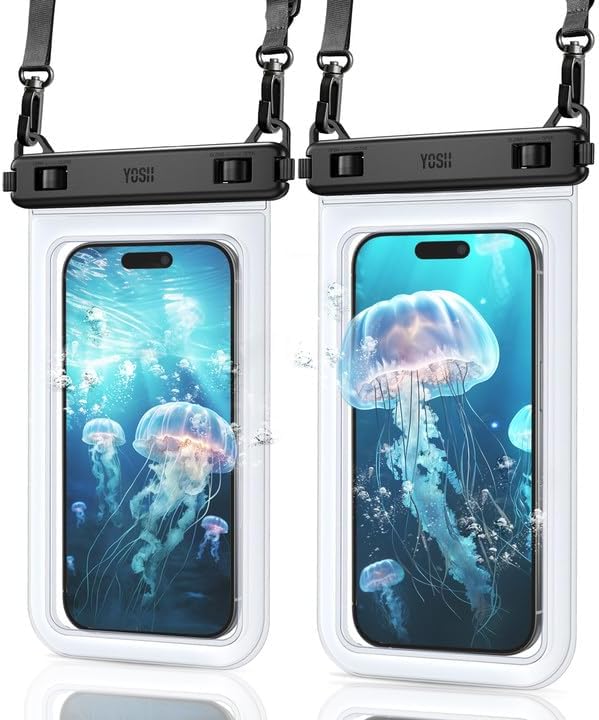 YOSH Crossbody Waterproof Phone Pouch, 2 Pack IPX8 Waterproof Phone Case for Swimming, Underwater Phone Case for iPhone 16 15 14 13 12 11 Pro XS, Samsung S24 S23 S22, Huawei P40 P30 Xiaomi up to 6.8