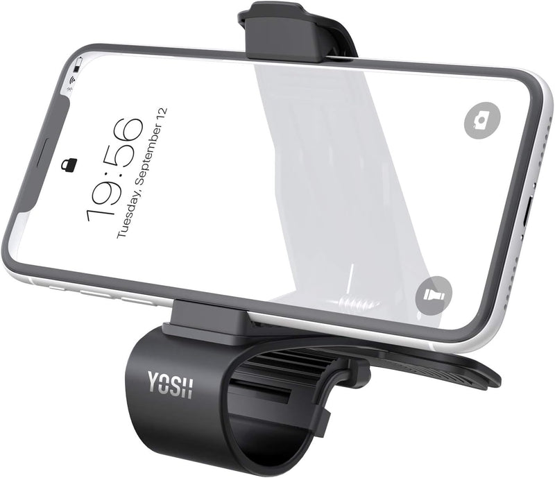 Support de téléphone de voiture YOSH, support de téléphone portable à clip de tableau de bord universel, support de clip de voiture antidérapant réglable multifonctionnel pour iPhone 16/15/14/13/12 Samsung S23 S22 S21 Pixel Huawei et plus 