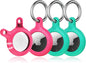 Lot de 4 porte-clés Airtag YOSH [conception de verrouillage par rotation], étui Airtag en TPU et PC rigide, porte-clés à ressort en métal de 30 mm pour clés de voiture, sacs, accessoires pour Apple AirTag, rose et vert 