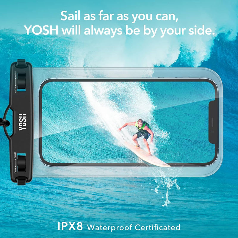 YOSH IPX8 Floatable Waterproof Phone Case, Floating Waterproof Phone Pouch Dry Bag for Swimming with Adjustable Lanyard for iPhone 15 14 Plus 13 12 11 Pro Max Samsung S23 S22 S21 A14 up to 7.5" 2-Pack