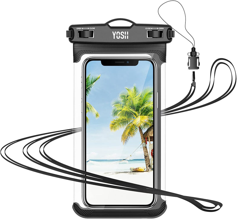 YOSH IPX8 wasserdichte Handyhülle, Unterwasser-Handytasche, Trockentasche mit Trageband zum Schwimmen, Regen, staubdicht, für iPhone 14 Plus 13 12 11 Pro Max XS Max XR X, Samsung S30 S20, Huawei P30 P20.-bis zu 7,5 Zoll 