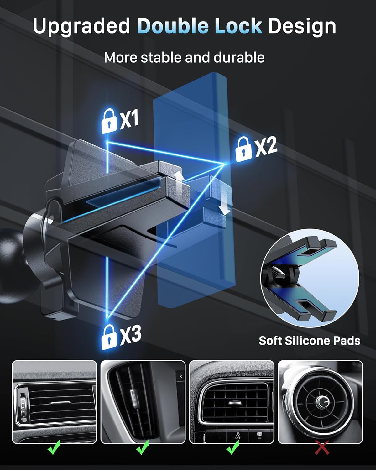 YOSH Mag-Safe-Autoladegerät-Halterung, 15 W schnellstes Laden und 16 x N52-Magnete. Neues magnetisches kabelloses iPhone-Autoladegerät mit Entlüftung, perfekt für die iPhone-Serien 15/14/13/12 und MagSafe-Hülle mit Doppelverriegelungsclips 