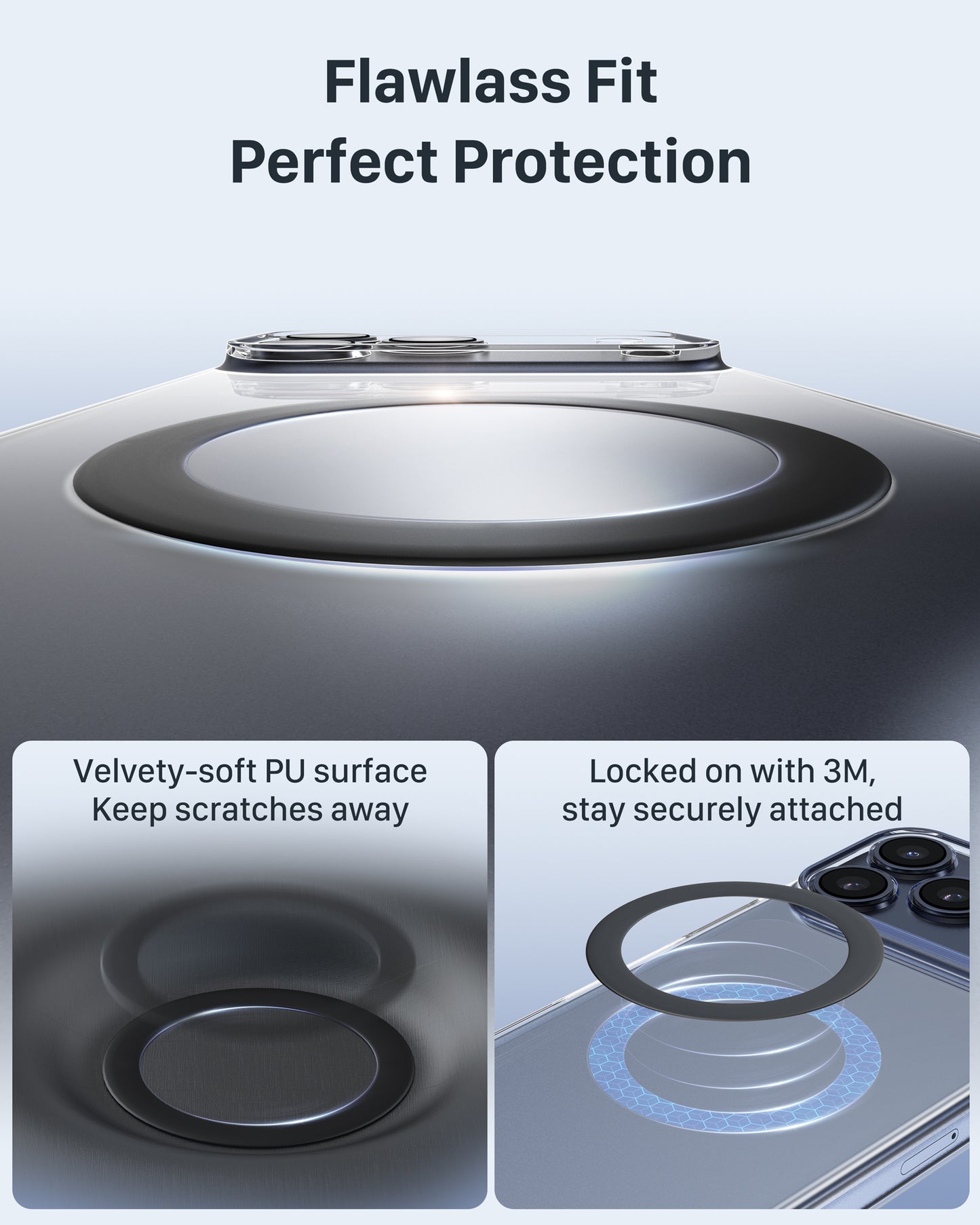 YOSH MagSafe Ring Sticker 4 Pack, Universal Adhesive Metal Ring for iPhone 17/16/15/14/13/12 Series, Samsung S26/S25, Google Pixel, Magnetic Ring for Phone Case, Support Wireless Charger, Black