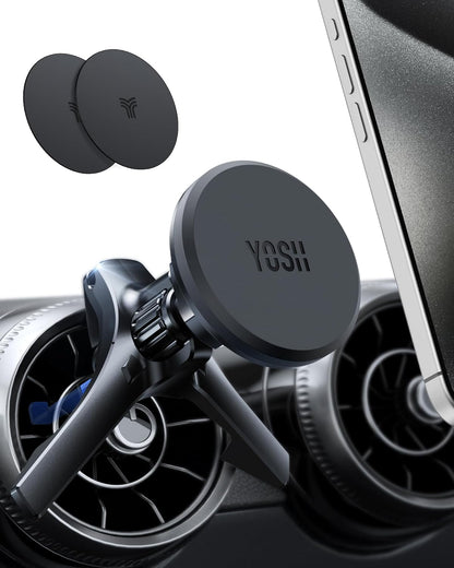 YOSH Magnetic Phone Car Mount, Round Air Vent Car Phone Holder for Mercedes Benz A/B/C/Class Audi BMW Mini Cooper, Upgraded Strongest Magnets iPhone Holder for Samsung Pixel
