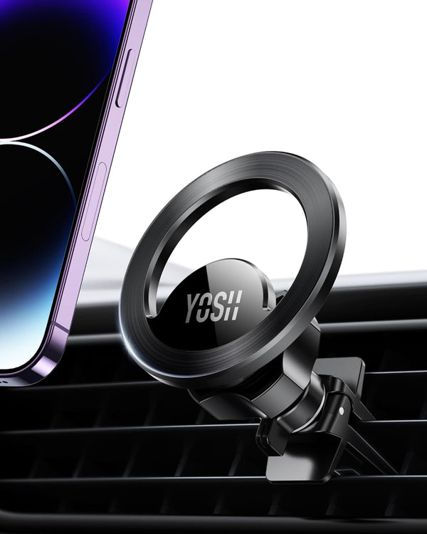 YOSH Mag-Safe Car Mount Air Vent, 2024 New Car Phone Holder Magnetic Phone Car Mount with N55 Magnets, iPhone Car Phone Holder Perfect for iPhone 15 14 13 12 Series & MagSafe Case & Samsung etc.