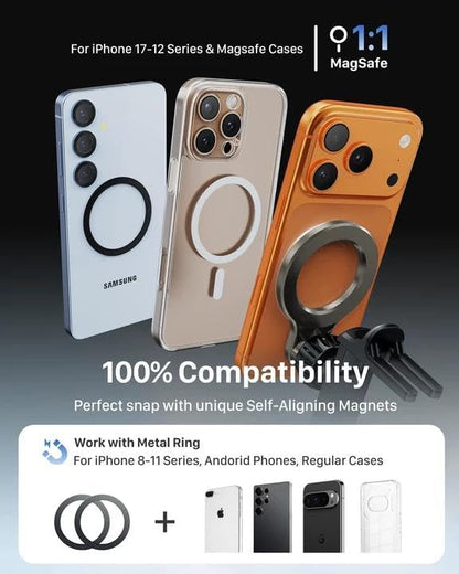 YOSH Mercedes Phone Holder, for Magsafe Car Mount for Mercedes Benz A/C Class A180/200, C180/200/260/300, GLB/GLC, Audi A1, Magnetic Holder Spring Clip for Round Air Vent, for iPhone and All Phones