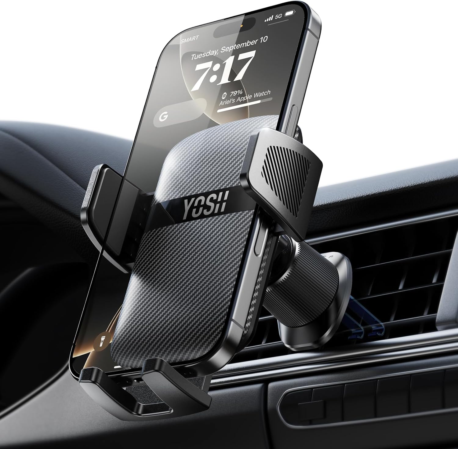 YOSH Car Phone Holder Air Vent, Upgrade 360° Rotation Car Phone Mount with Adjustable Ultra-Stable Clamp, iPhone Holder for iPhone 16 15 14 13 12 11 Pro max X Samsung S24 S23 etc