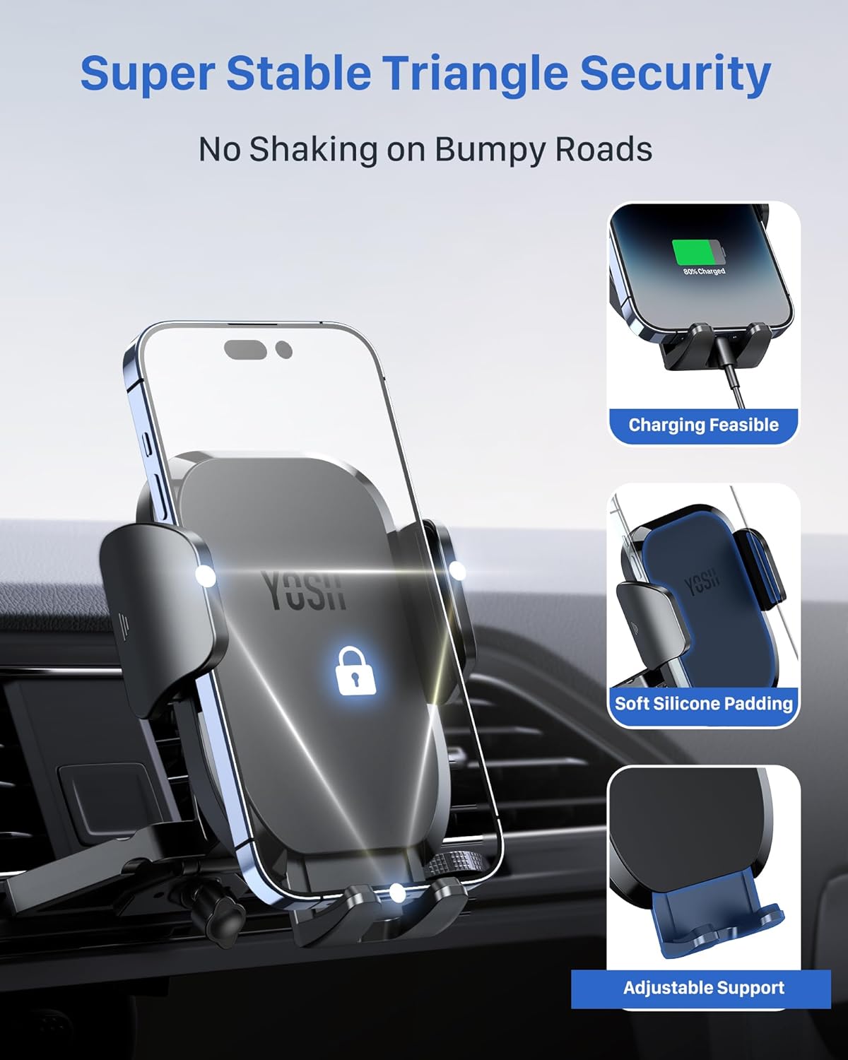 YOSH CD Phone Holder for Car, New Intelligent Memory Car Mount CD Slot Phone Holder, Upgraded Materials Cradle 360° Adjustable Mount Cradle for iPhone Samsung etc