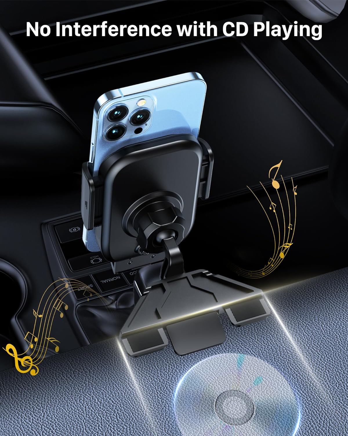 YOSH CD Phone Holder for Car, New Intelligent Memory Car Mount CD Slot Phone Holder, Upgraded Materials Cradle 360° Adjustable Mount Cradle for iPhone Samsung etc