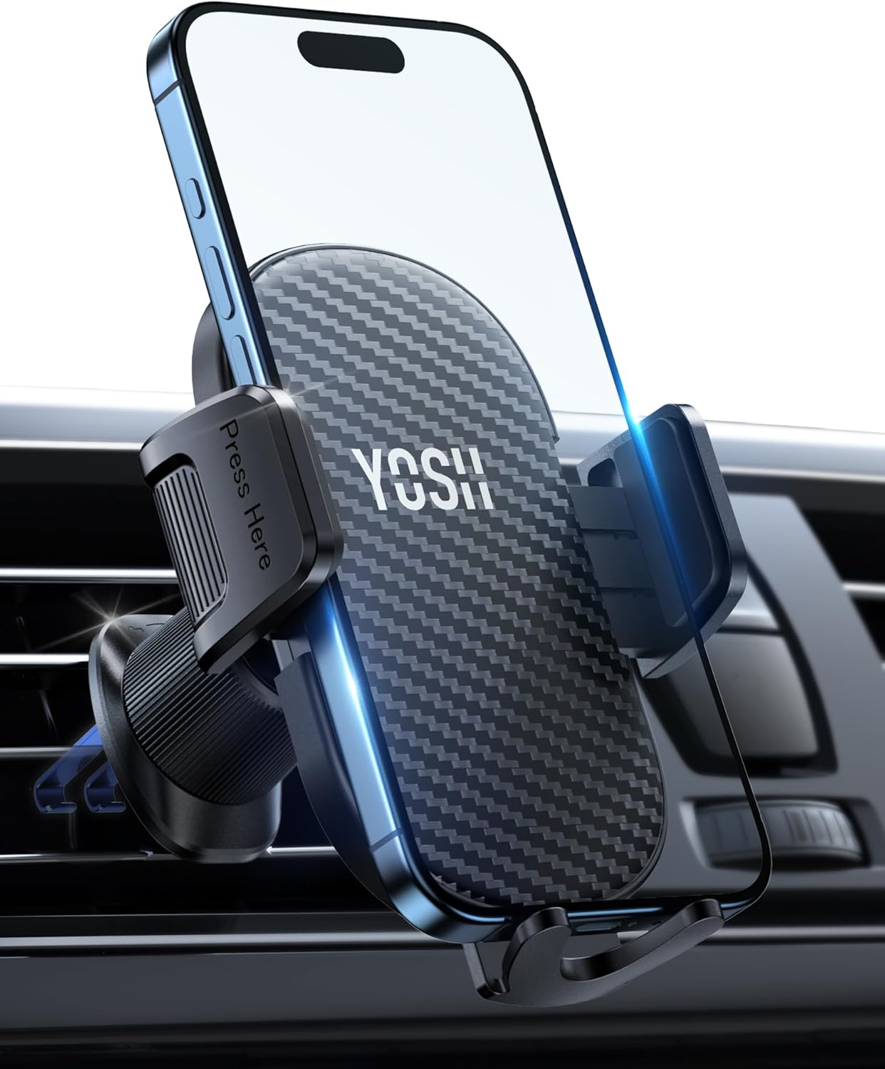 YOSH Car Vent Phone Mount, 2024 Upgraded Double Lock Metal Hook Car Phone Holder, Quick Release Air Vent Mobile Phone Holder Car for iPhone 16 15 14 13 12 11 Pro Max Plus Samsung S23 S22 S21 Pixel etc