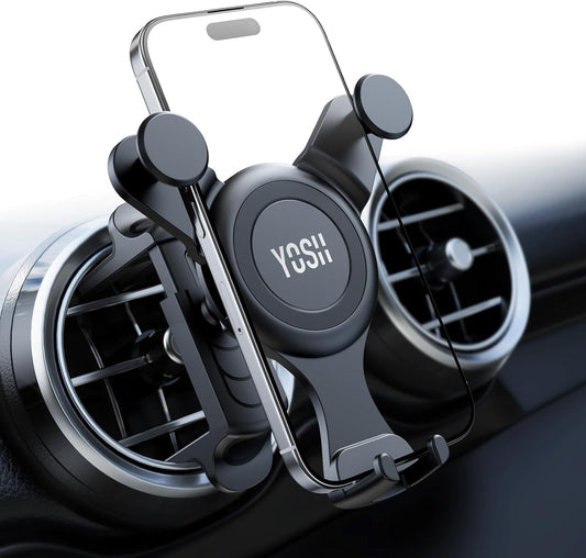 YOSH Mercedes Phone Holder for Mercedes Benz A/C Class A180/200 C180/200/260/300, GLB/GLC, Audi A1, Reinforced Car Phone Holder Spring Clip for Round Air Vent, Circular Vent Cradle for iPhone Samsung