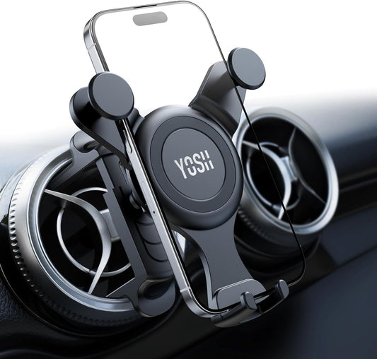 YOSH Mercedes Phone Holder for Mercedes Benz A/C Class A180/200 C180/200/260/300, GLB/GLC, Audi A1, Reinforced Car Phone Holder Spring Clip for Round Air Vent, Circular Vent Cradle for iPhone Samsung