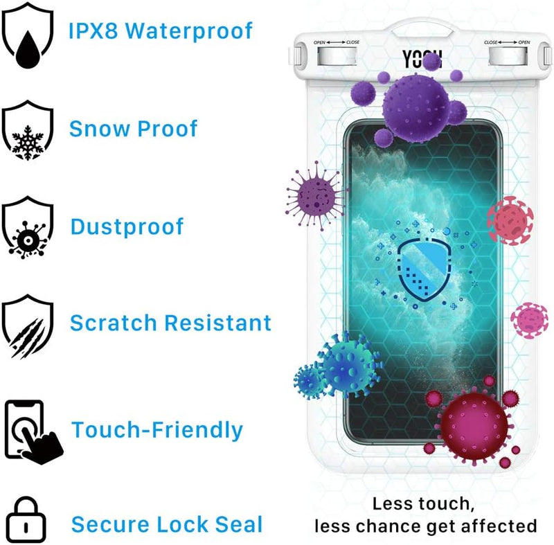 YOSH IPX8 Waterproof Phone Case, Underwater Phone Pouch Dry Bag with Lanyard for iPhone 11 XS max XR X 8 7 6 plus, Samsung S9 S8, Huawei P30 P20, etc. [up to 6.8”], For Swimming/Snorkelling/Hiking