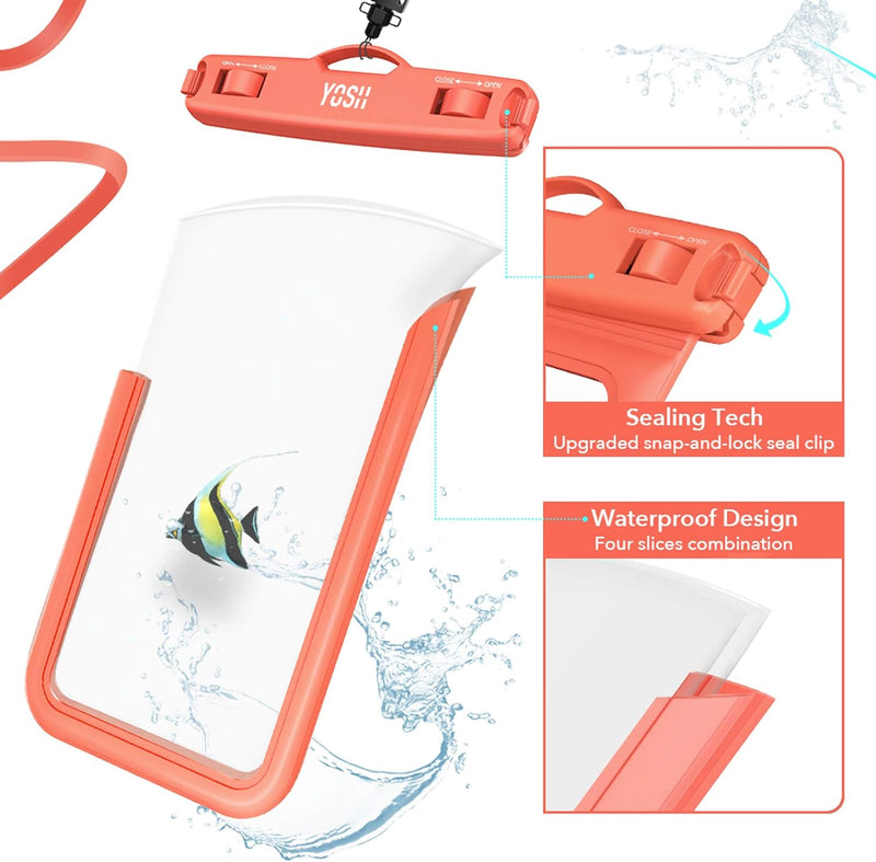 YOSH Waterproof Phone Case, Underwater Waterproof Phone Pouch for Swimming Beach Fishing Dustproof, Suitable for iPhone 12 11 pro XS Max XR X 8 7, SAMSUNG S20 S10 S9 A50, LG, HUAWEI & More [6.8 Inch]