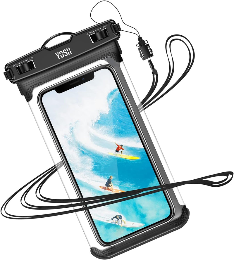 Étui de téléphone étanche YOSH IPX8, pochette de téléphone sous-marine avec cordon pour la natation, la pluie, la poussière pour iPhone 14 Plus 13 12 11 pro max XS max XR X, Samsung S30 S20, Huawei P30 P20. - jusqu'à 7,5" 