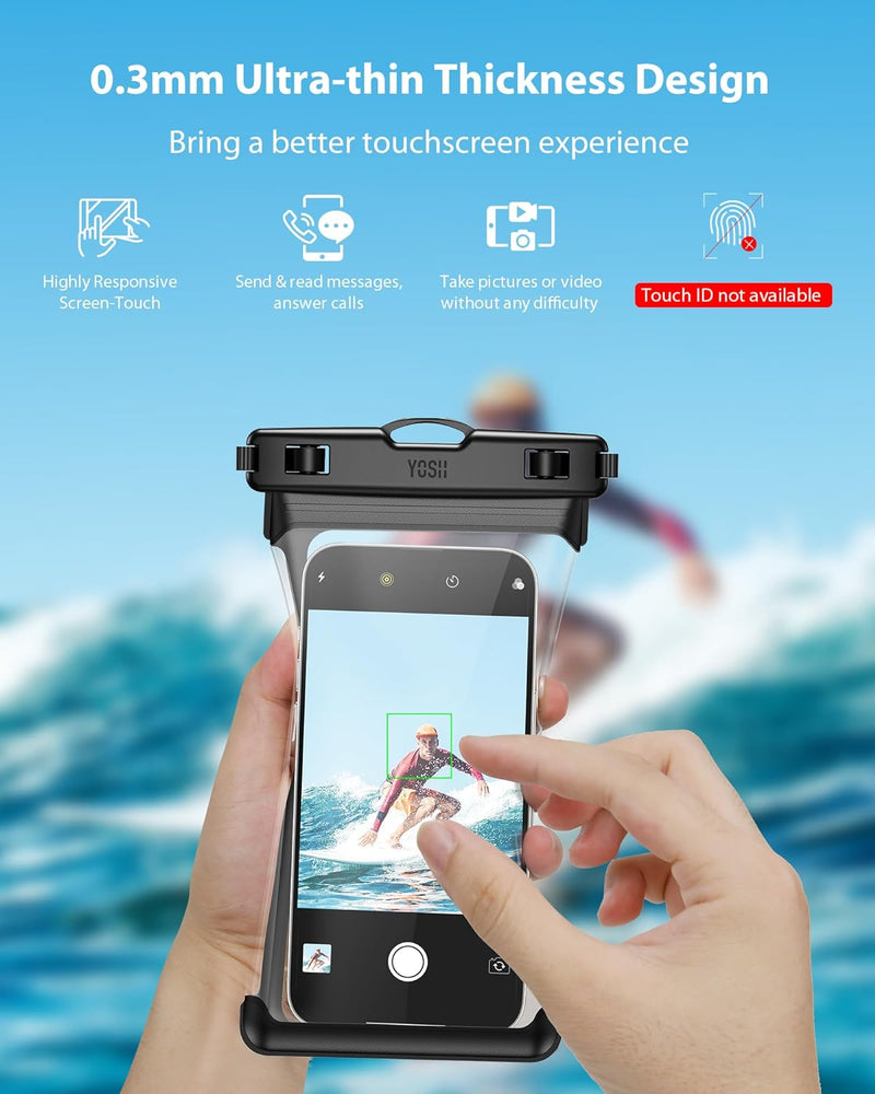 YOSH IPX8 Waterproof Phone Case, Underwater Phone Pouch Dustproof Dry Bag for Swimming Snorkeling Outdoor for iPhone 15 14 Plus 13 12 Pro Max XS, Samsung S23 S22 Ultra, Huawei etc. up to 7.5”2-pack