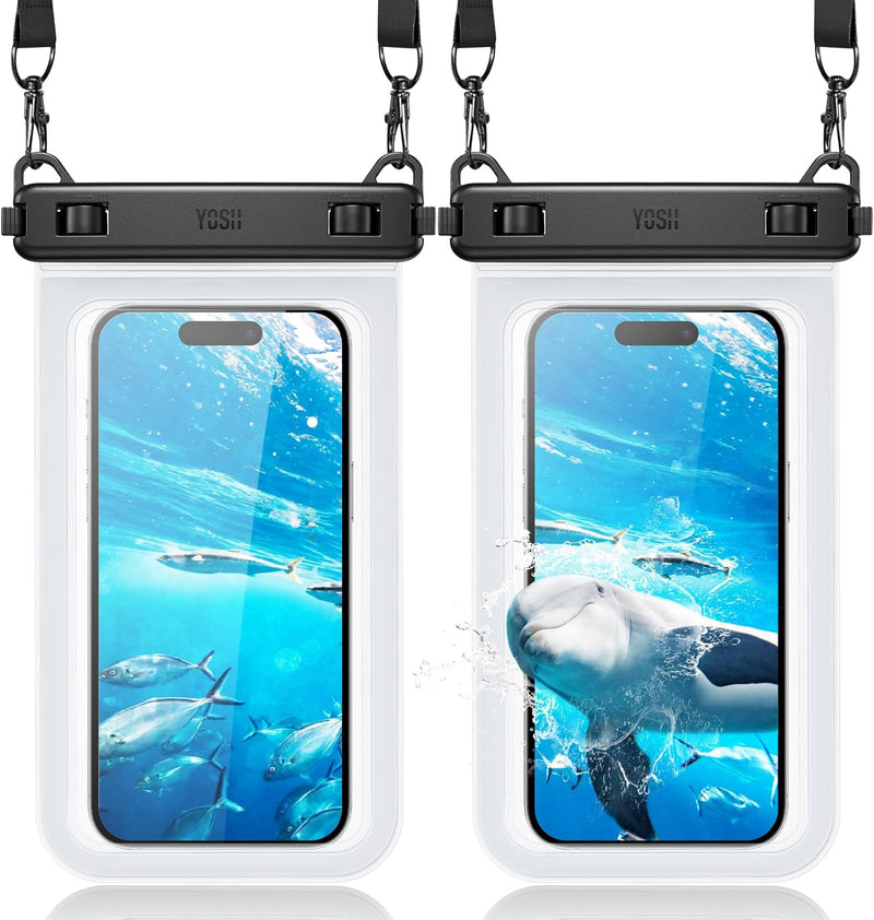 YOSH Crossbody Waterproof Phone Pouch, 2 Pack IPX8 Waterproof Phone Case for Swimming, Underwater Phone Case for iPhone 16 15 14 13 12 11 Pro XS, Samsung S24 S23 S22, Huawei P40 P30 Xiaomi up to 6.8"