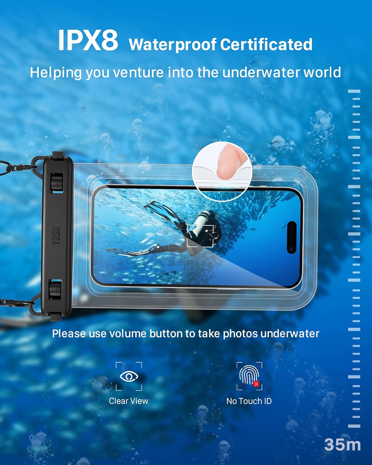 YOSH Crossbody Waterproof Phone Pouch, 2 Pack IPX8 Waterproof Phone Case for Swimming, Underwater Phone Case for iPhone 16 15 14 13 12 11 Pro XS, Samsung S24 S23 S22, Huawei P40 P30 Xiaomi up to 6.8