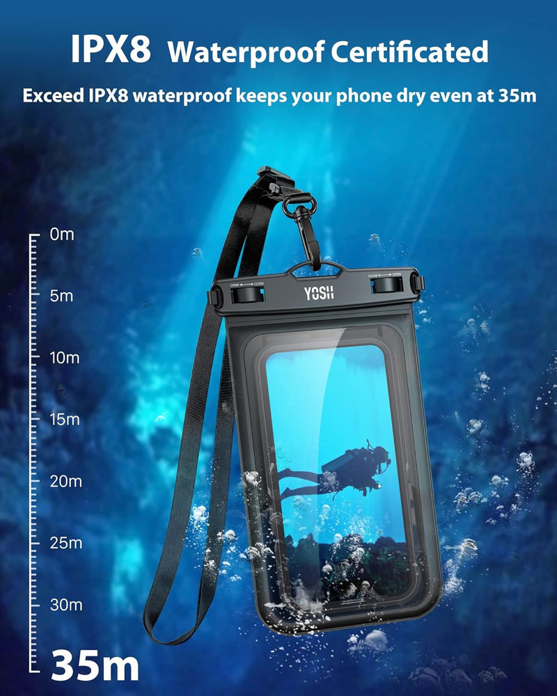 YOSH 2023 Waterproof Phone Pouch up to 9.0" [Specially for Big Phones], 2-Pack IPX8 Underwater Phone Case for Swimming, Waterproof Dry Bag upgraded Lanyard for iPhone 15 14 Plus 13 12 11 Pro Max