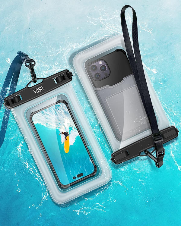 YOSH 2023 IPX8 Waterproof Phone Pouch Floating [Big Phone Friendly], Floatable Waterproof Phone Case for Swimming Adjustable Lanyard for iPhone 15 14 13 12 11 Pro Max Samsung S23 S22 up to 9.0" 2 Pack